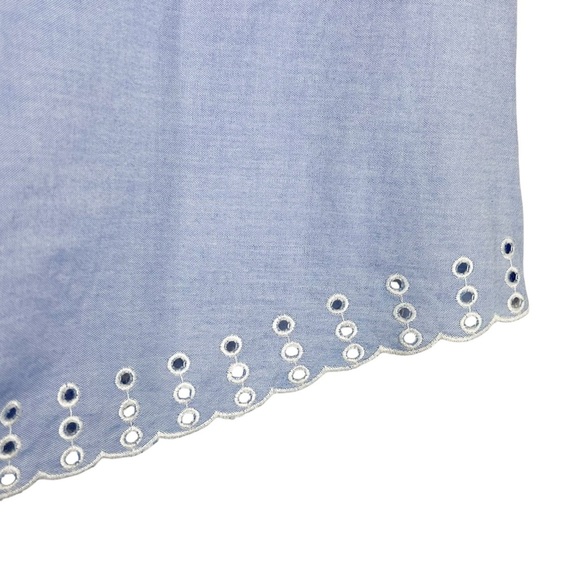J.CREW Blue Cotton Lightweight Summer Blouse with Embroidered Details Size 6 - Picture 4 of 5